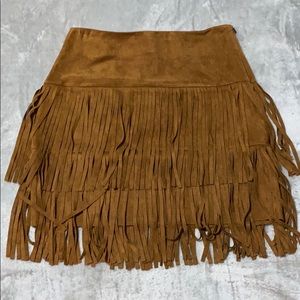 NWT Cookies Hawaii Suede Fringe Skirt